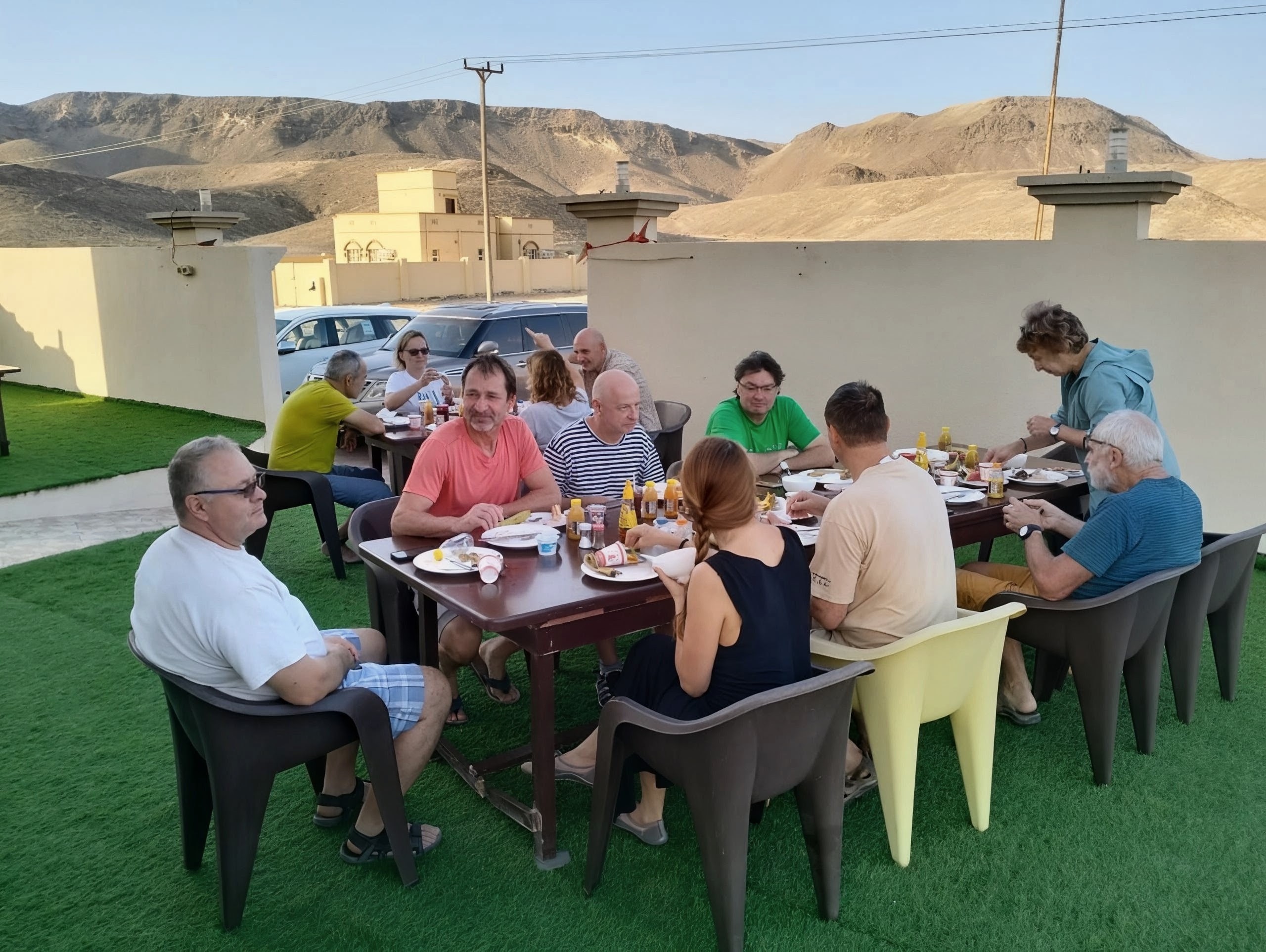 Open-air terrace with dining tables